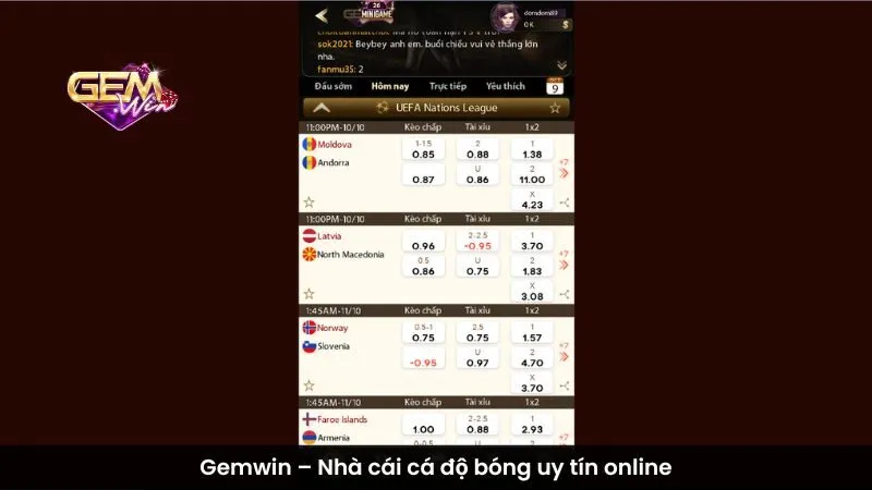 Gemwin – Nhà cái cá độ bóng uy tín online