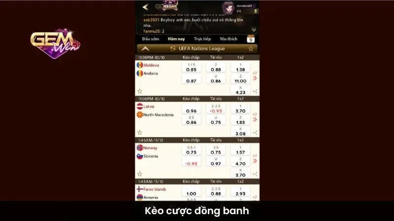 Kèo cược đồng banh