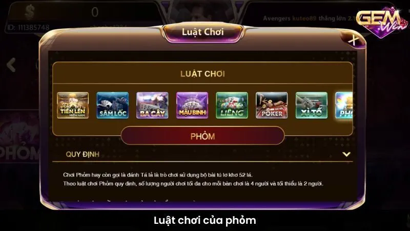 Luật chơi của phỏm