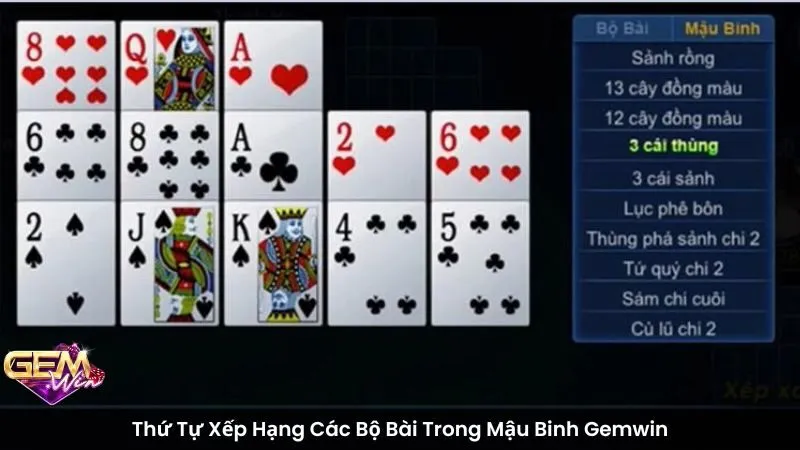 Thứ Tự Xếp Hạng Các Bộ Bài Trong Mậu Binh Gemwin