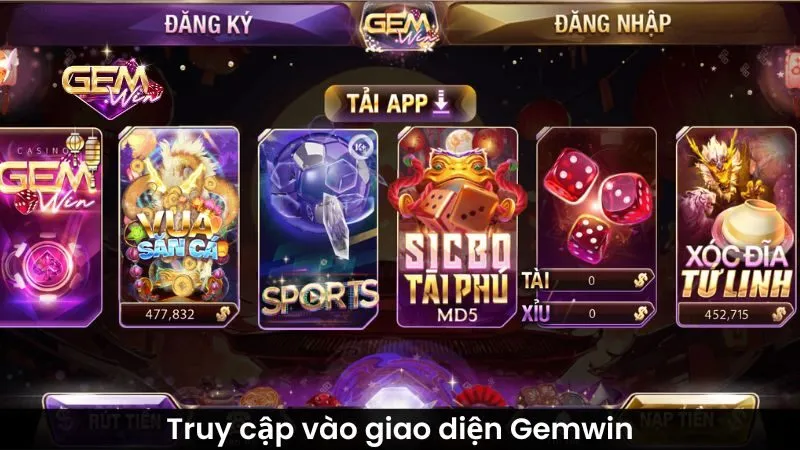 Truy cập vào giao diện Gemwin